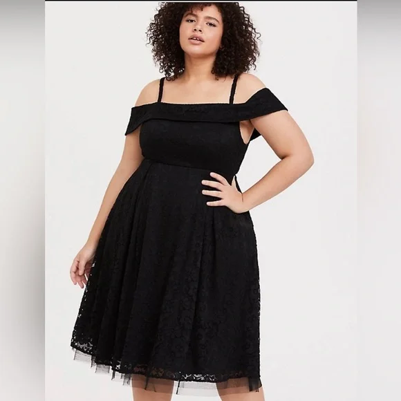 torrid | Dresses | Torrid Mini Lace Offshoulder Skater Dress | Poshmark